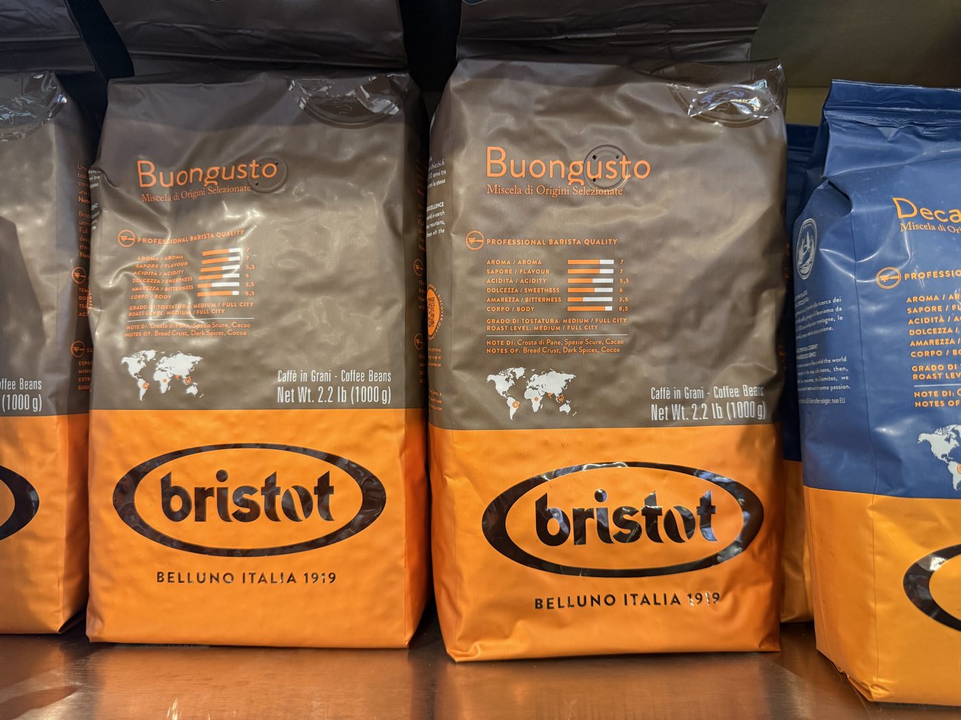 Bristot Buongusto Italian espresso beans served at Tino's Tazza, Kingston NJ